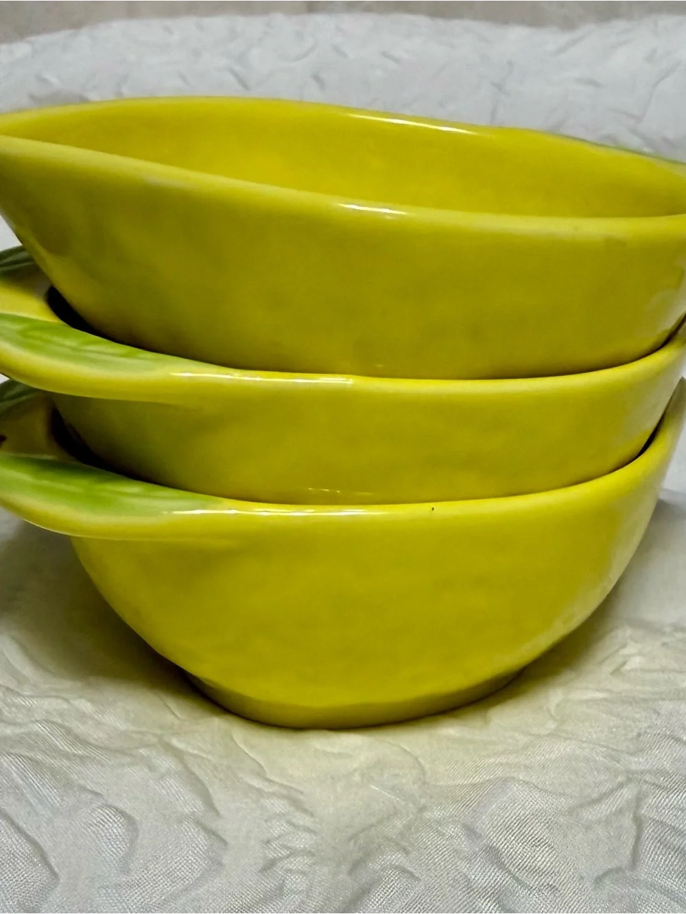Bright Yellow Ceramic Serving Bowls - Set of 3